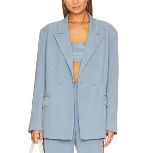 Revolve WeWoreWhat Double Breasted Blazer Suiting Twill Storm Blue Womens M NWT